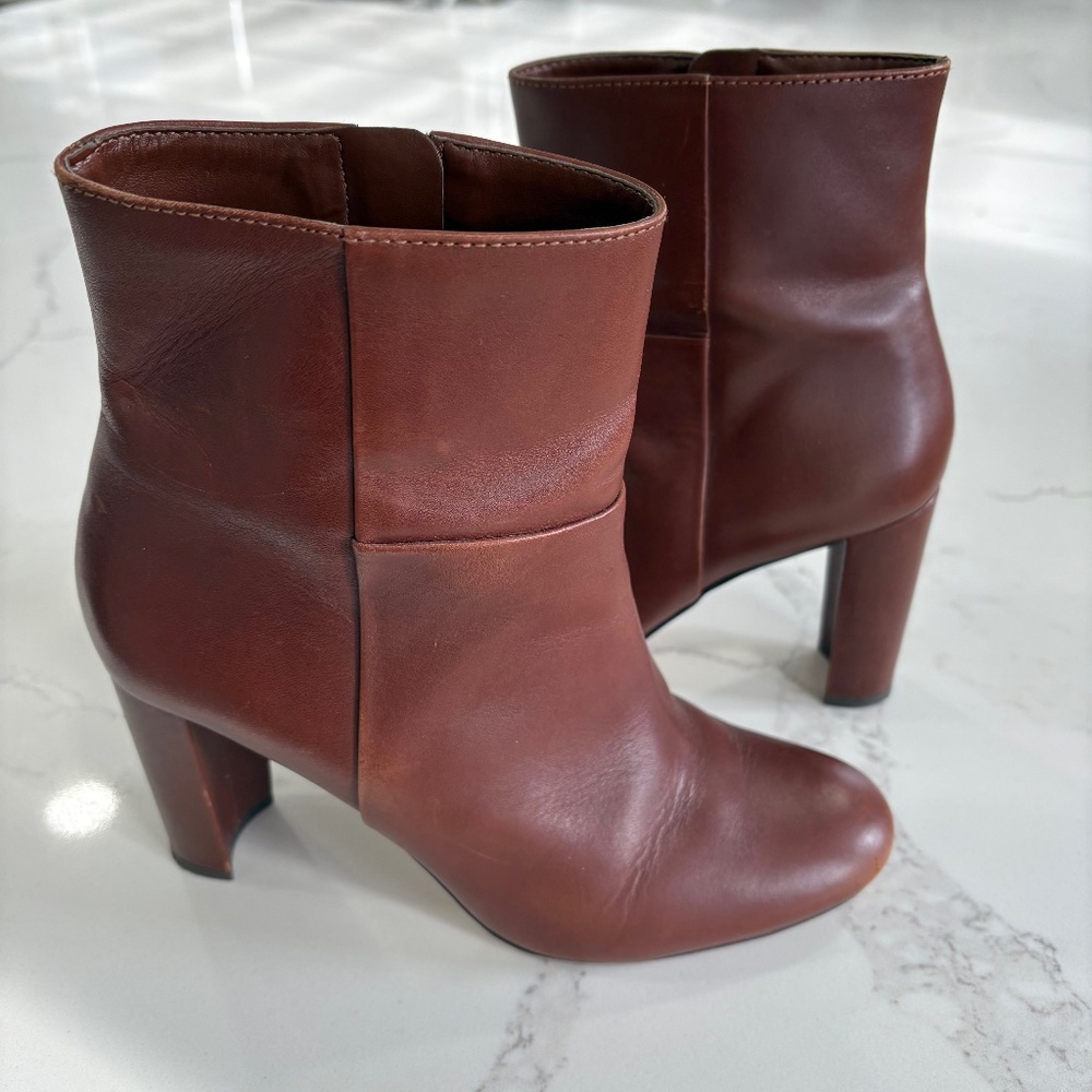 Ann Taylor Brown Leather High Heel Ankle Boots Size 7